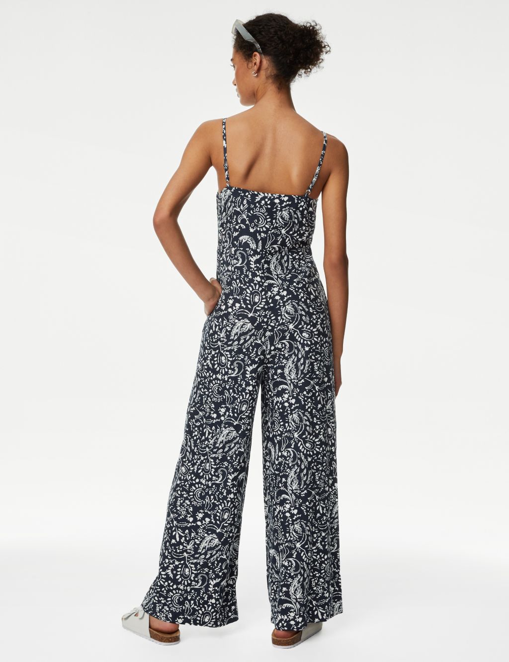 Linen Rich Printed Sleeveless Jumpsuit image 3