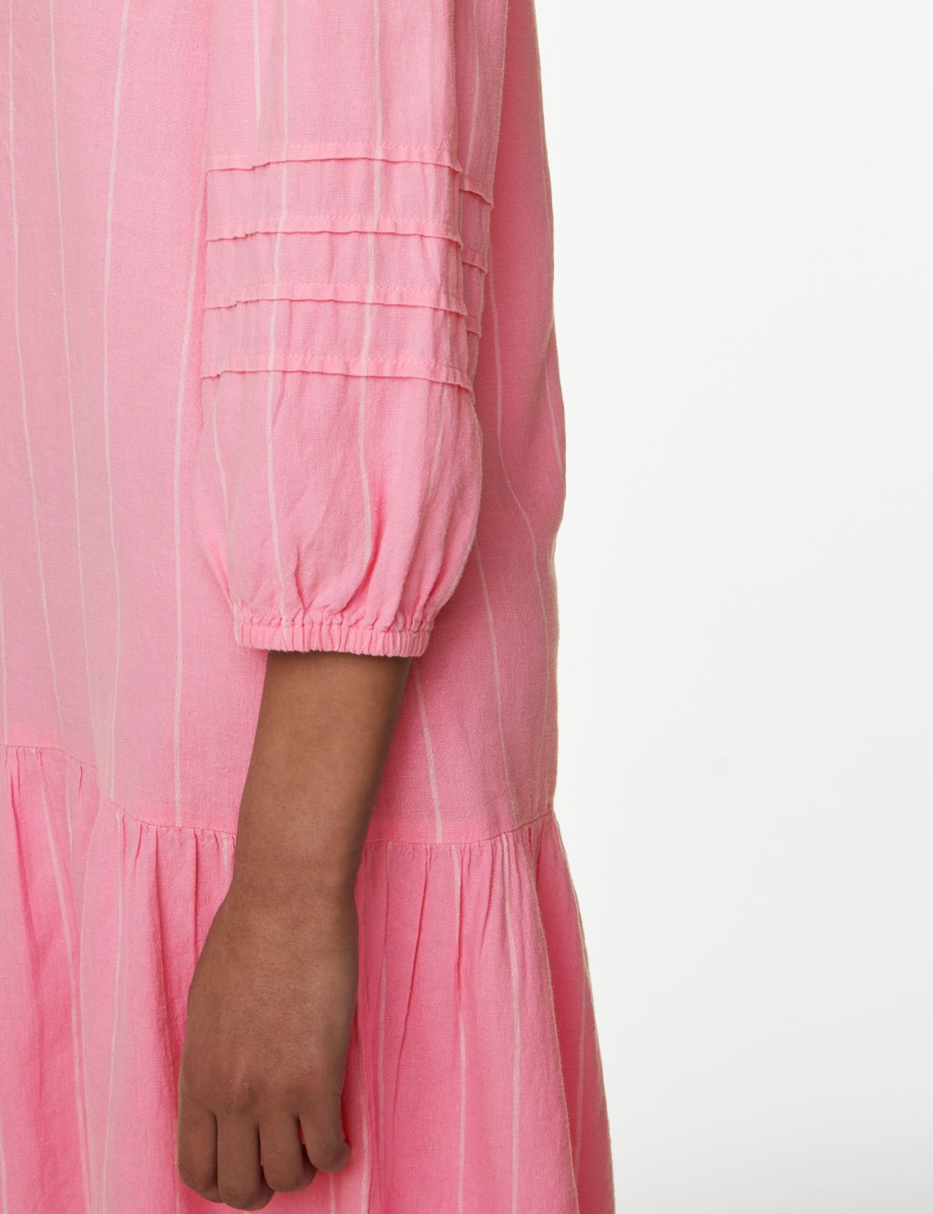 Linen Rich Striped V-Neck Midi Dress image 2