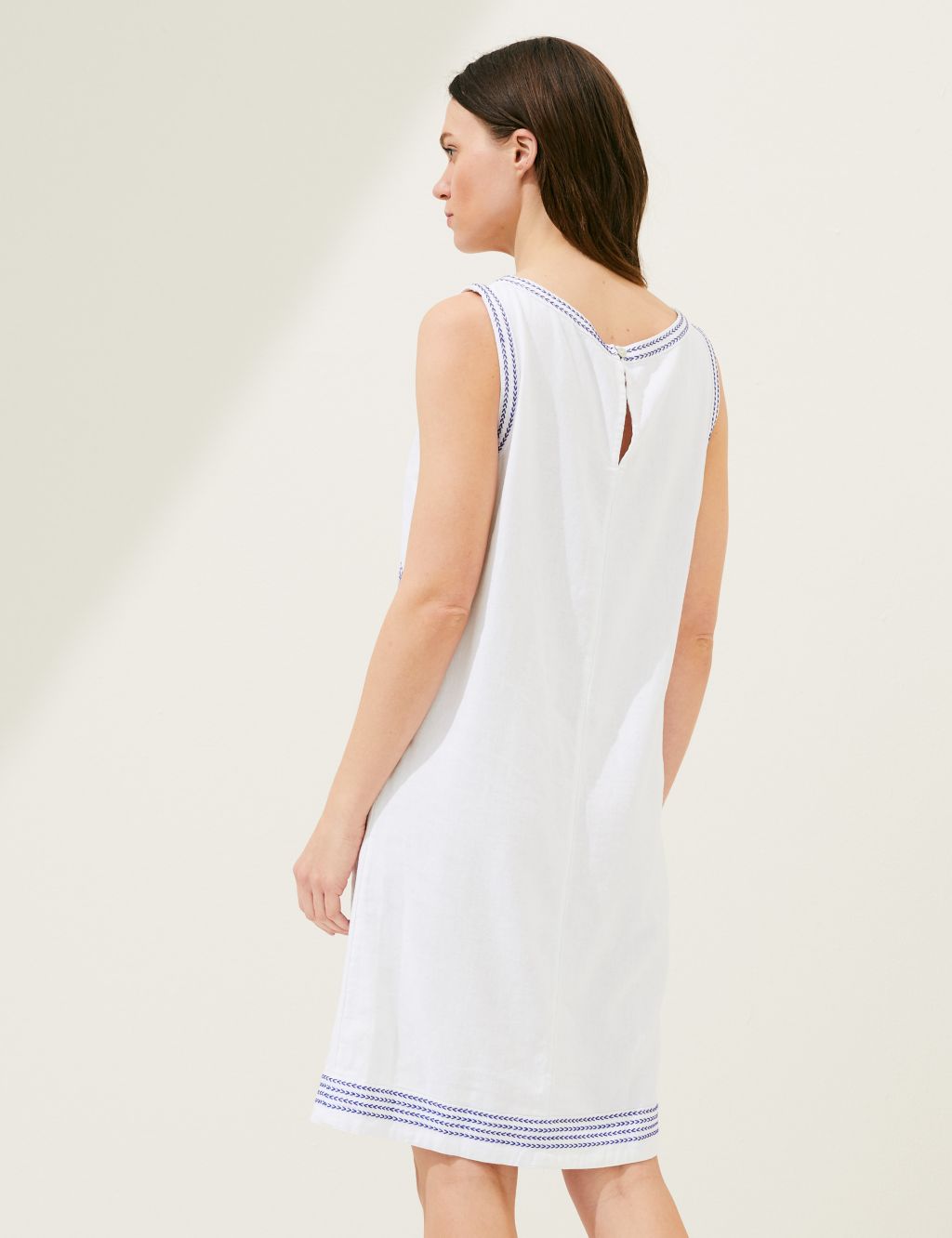 Linen Rich Embroidered Shift Dress image 4