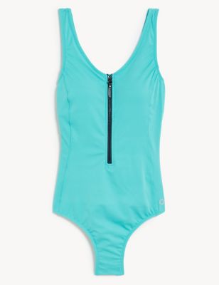 Goodmove Womens Active Zip Through Swimsuit - 16 - Seafoam, Seafoam,Blue,Black