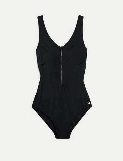 Goodmove Active Zip Through Swimsuit - 8 - Black, Black