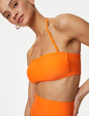 

Womens M&S Collection Padded Bandeau Bikini Top - Orange, Orange