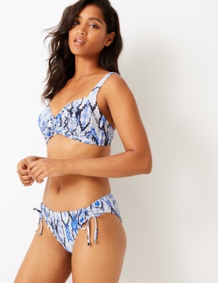 Haut de bikini plongeant &agrave; imprim&eacute; plume