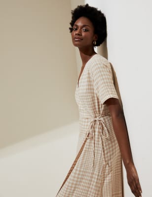 Urban outfitters clearance linen wrap dress