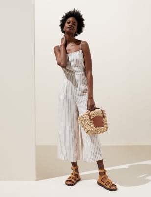 STRIPED LINEN BLEND JUMPSUIT