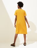 Linen Rich V-Neck Short Sleeve Shift Dress