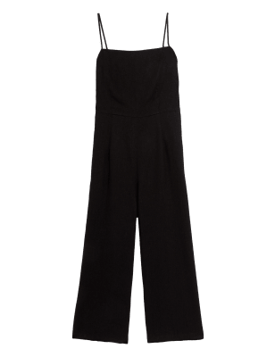 

Womens M&S Collection Ärmelloser Jumpsuit mit hohem Leinenanteil - Black, Black