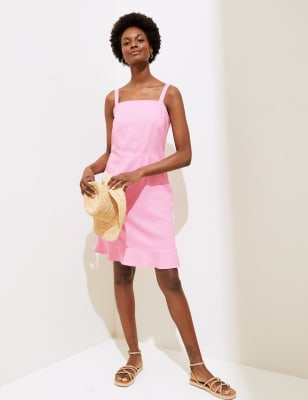 

Womens M&S Collection Linen Blend Sleeveless Mini Slip Dress - Petal Pink, Petal Pink