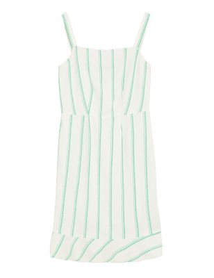 

Womens M&S Collection Linen Blend Striped Mini Slip Dress - Cream Mix, Cream Mix