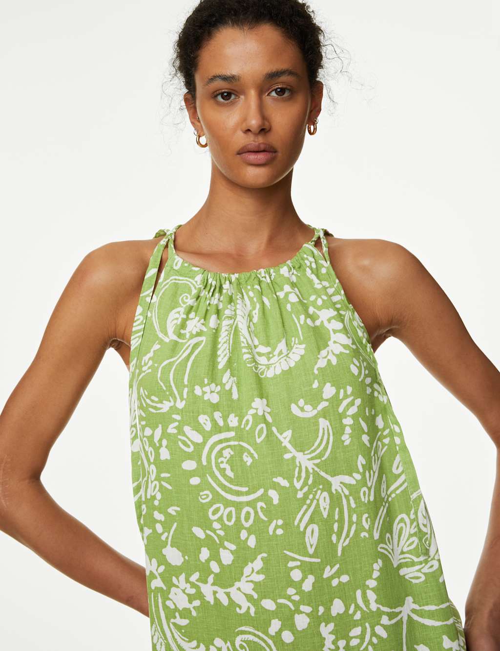 Linen Blend Animal Print Maxi Tiered Dress image 2