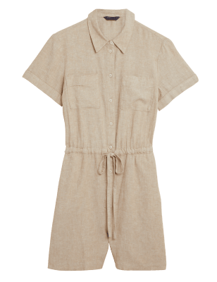 

M&S Collection Mono corto de manga corta multiusos de linoWomens - Hessian, Hessian