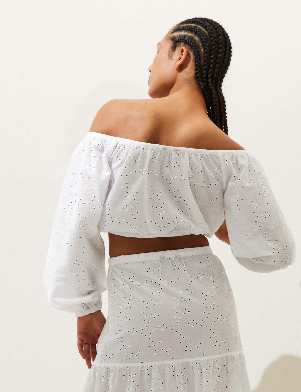 Pure Cotton Broderie Off The Shoulder Top image 4