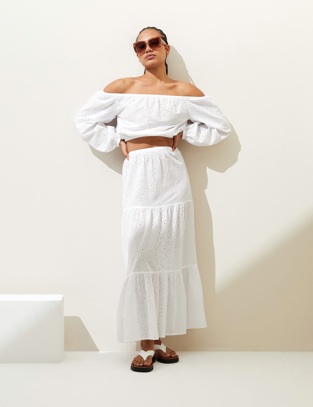 Textured Maxi Tiered Beach Skirt image 1