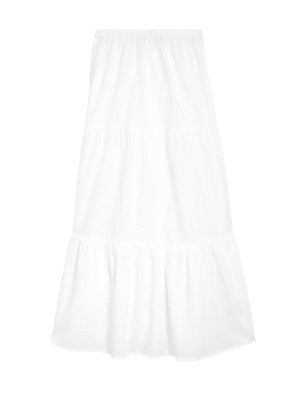 

Womens M&S Collection Textured Midi Tiered Beach Skirt - White, White