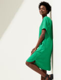 Linen Rich V-Neck Midi Shift Dress