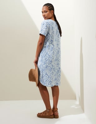 Linen midi 2025 shift dress