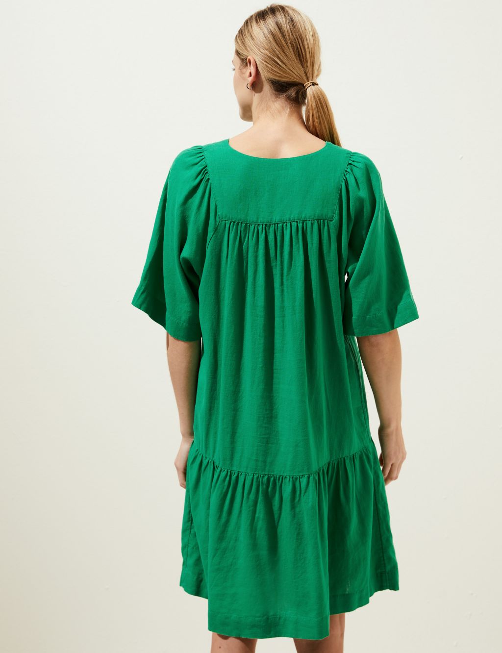 Linen Blend V-Neck Relaxed Dress image 4