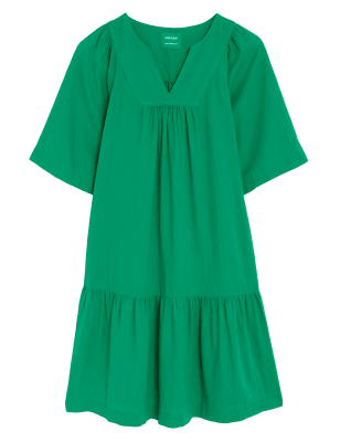

M&S Collection Vestido informal de escote en pico con linoWomens - Bright Green, Bright Green