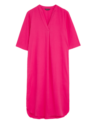 

Womens M&S Collection Linen Rich V-Neck Tunic - Fuchsia, Fuchsia