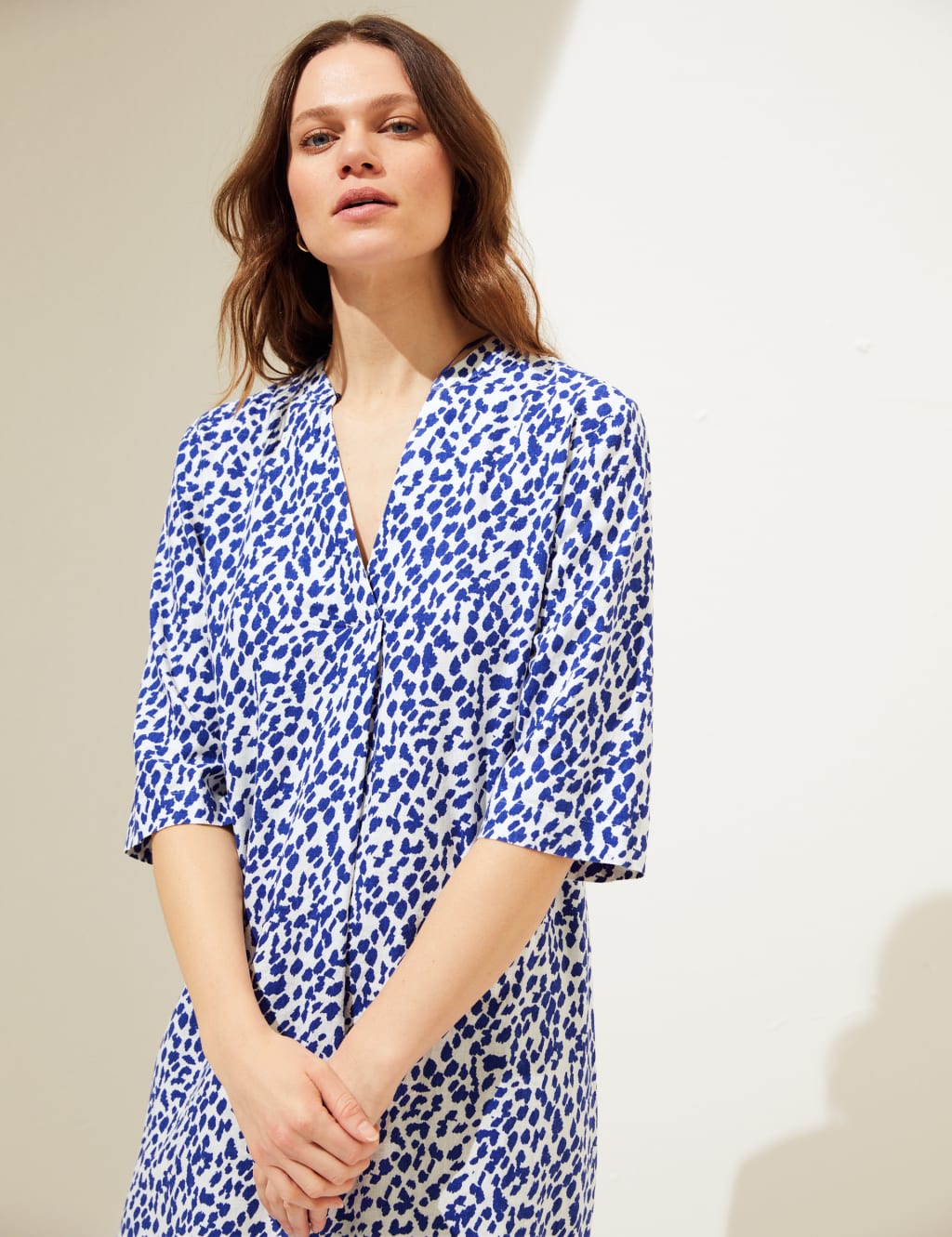 Linen Rich Printed V-Neck Tunic image 1