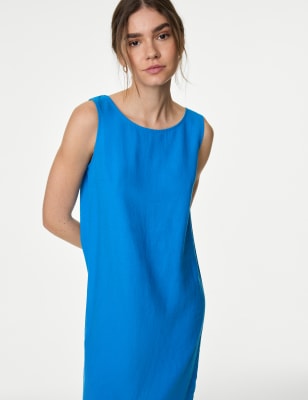 Linen Rich Knee Length Shift Dress