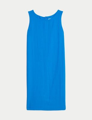

Womens M&S Collection Linen Rich Knee Length Shift Dress - Bright Blue, Bright Blue