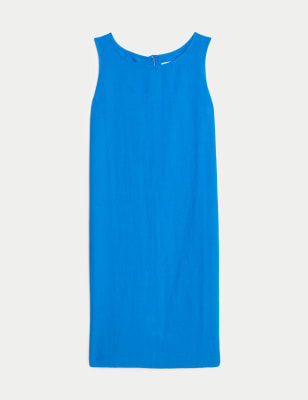 

Womens M&S Collection Knielanges Etuikleid mit hohem Leinenanteil - Bright Blue, Bright Blue