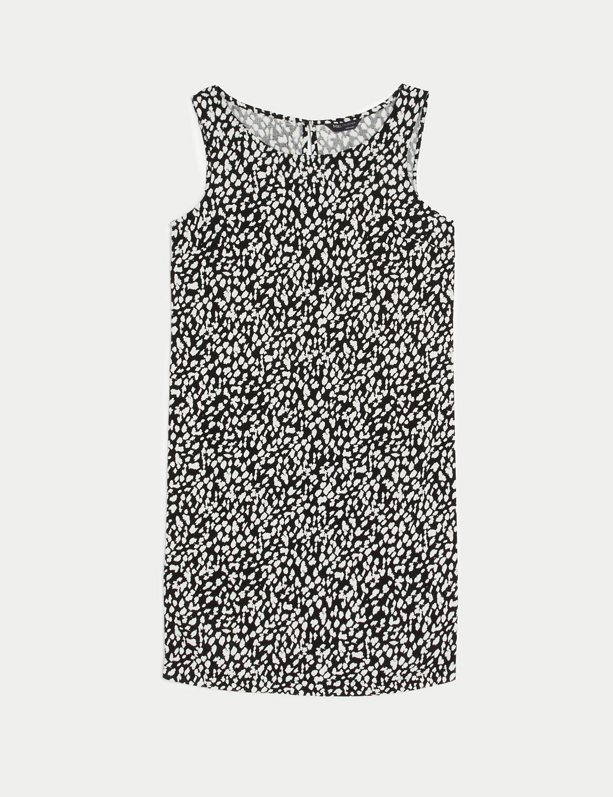 Linen Rich Printed Round Neck Shift Dress