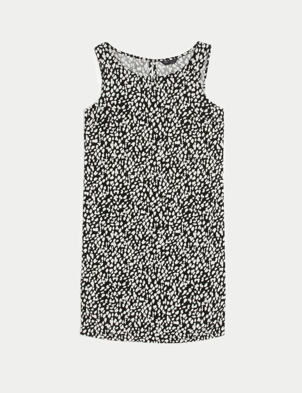 Linen Rich Printed Round Neck Shift Dress image 2