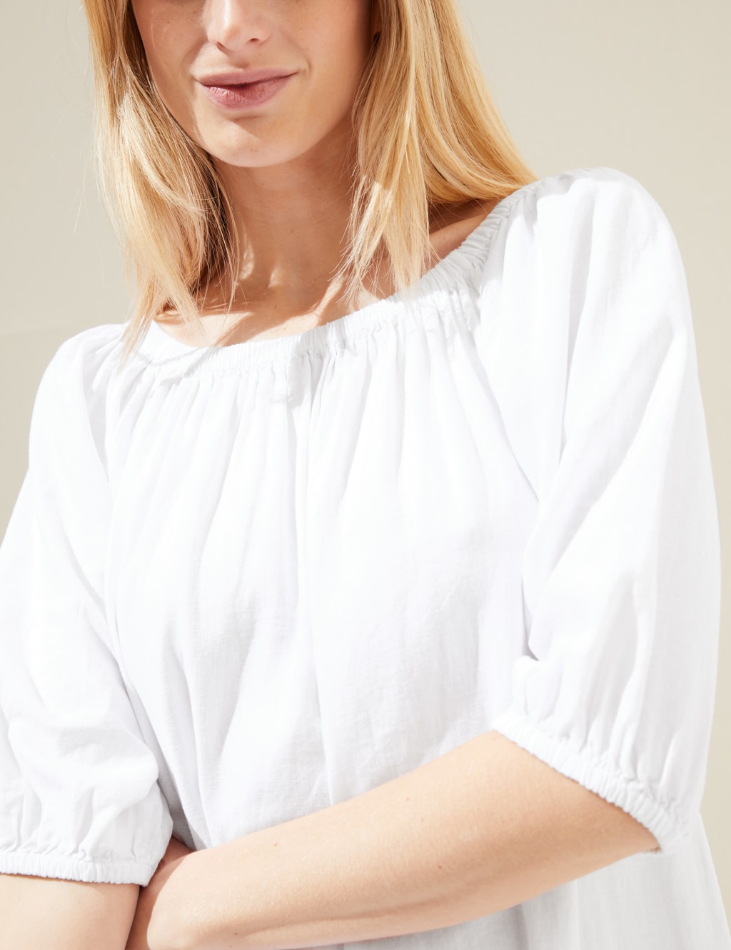 Linen Rich Bardot Knee Length Shift Dress image 4