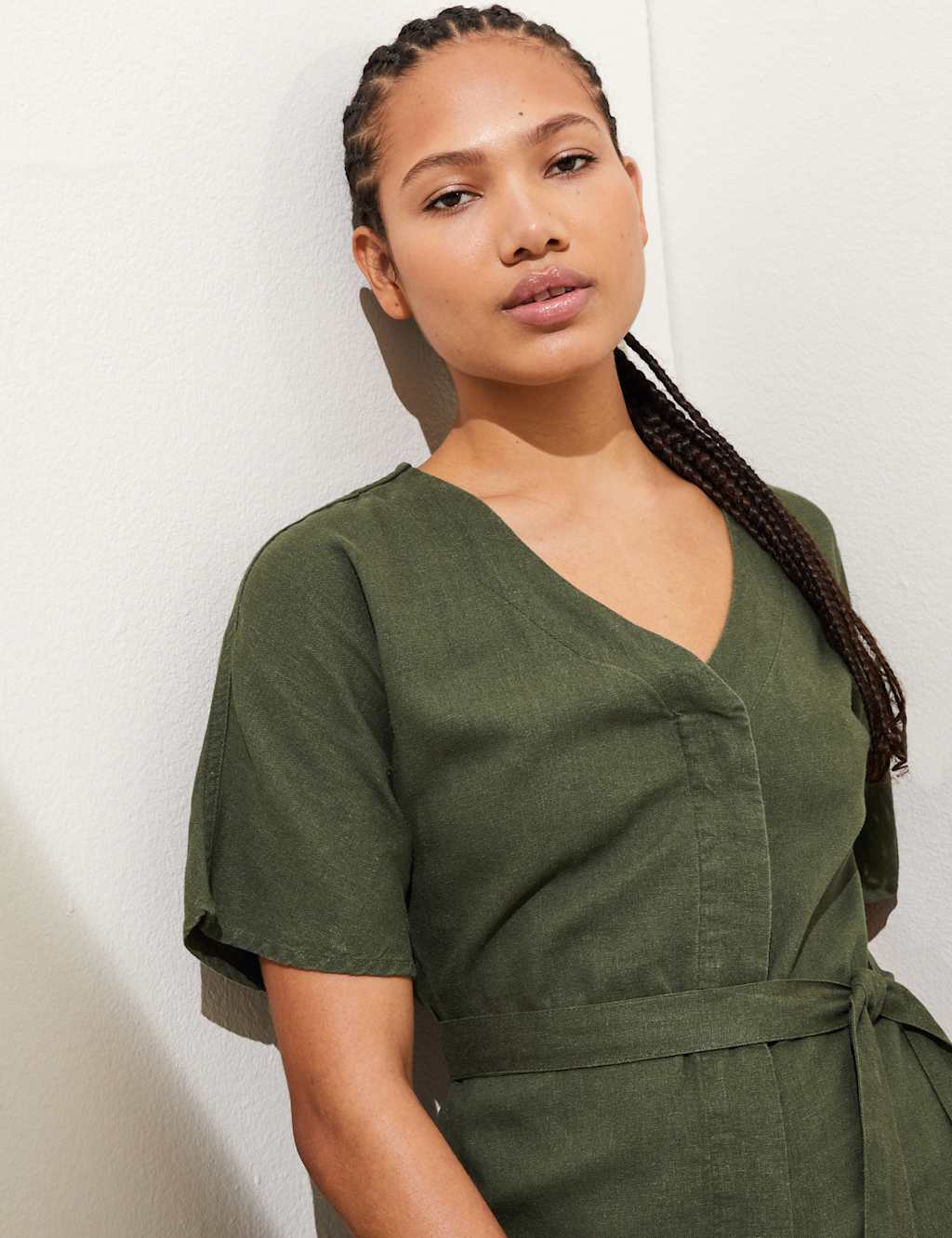 Linen Rich Cropped Wide Leg Jumpsuit image 3
