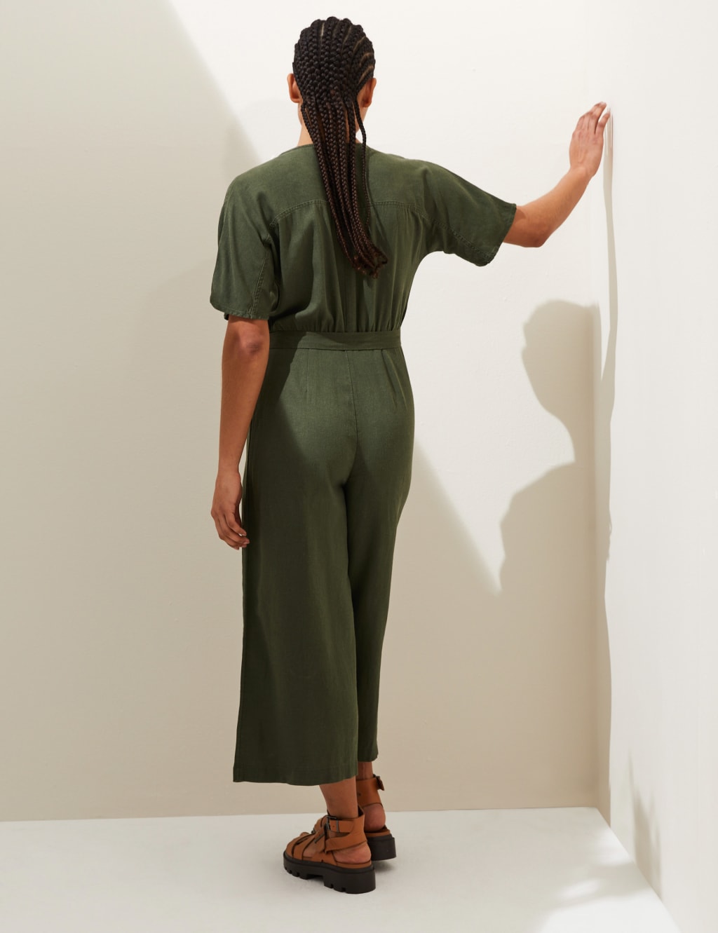 Linen Rich Cropped Wide Leg Jumpsuit image 5