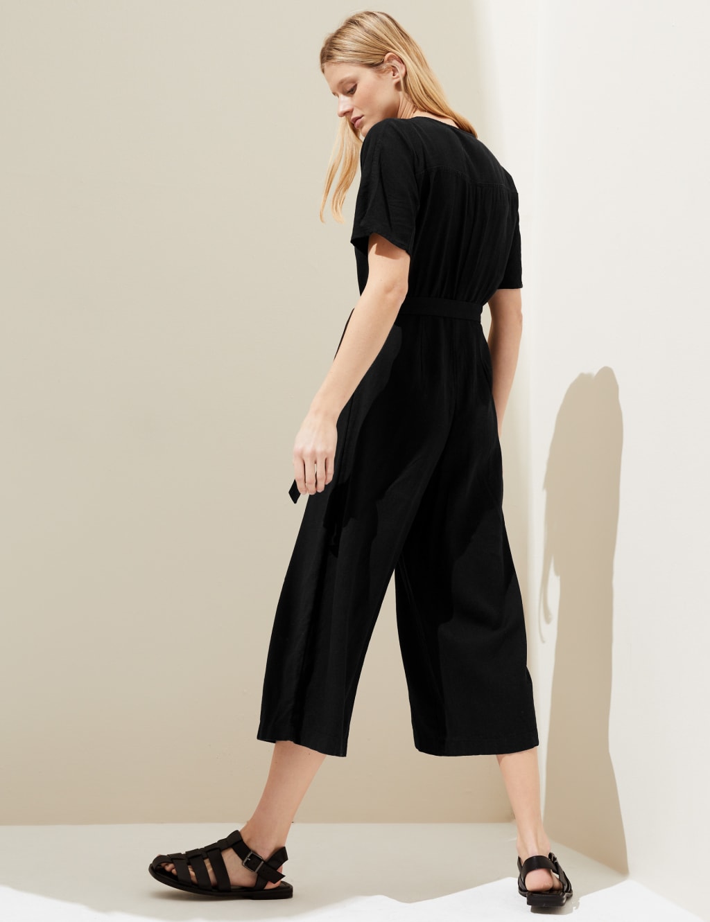 Linen Rich Cropped Wide Leg Jumpsuit image 4