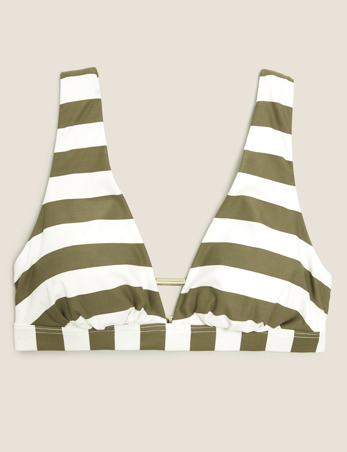 Striped Plunge Bikini Top