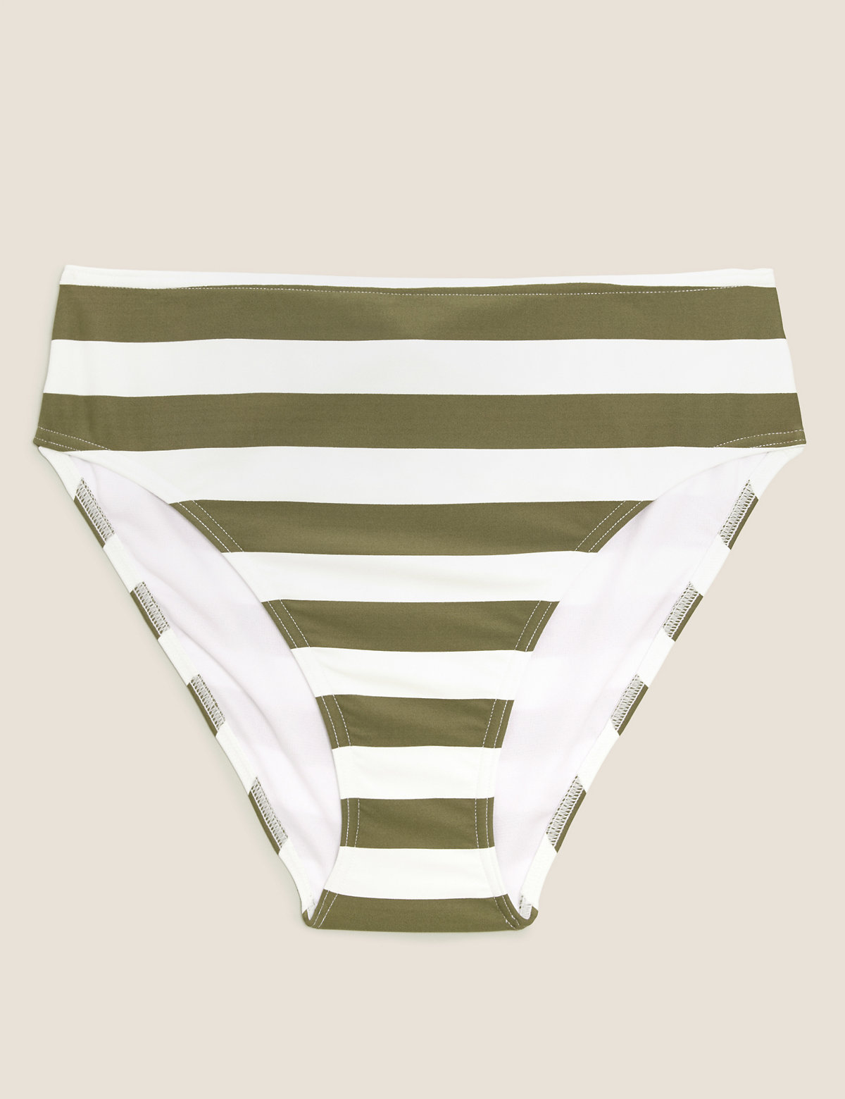 Striped High Waisted Bikini Bottoms