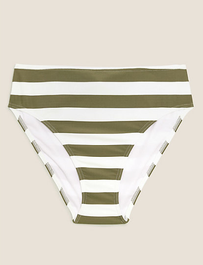 Striped High Waisted Bikini Bottoms