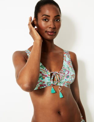 Paisley Print Tie Front Bralette