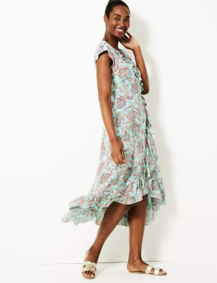 Paisley Print Wrap Beach Dress