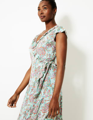 Paisley Print Wrap Beach Dress