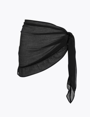  Sarong de plage coupe courte à volants - Black