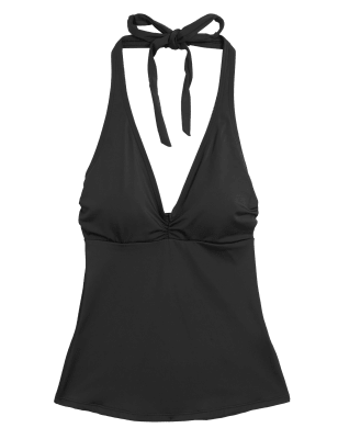 

Womens M&S Collection Plunge Halteneck Tankini Top - Black, Black