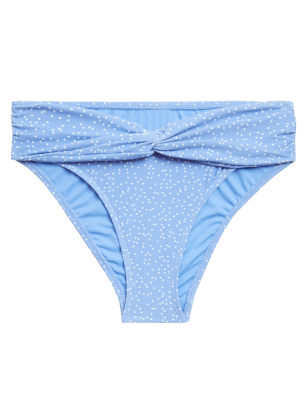 

Womens M&S Collection Polka Dot High Waisted Bikini Bottoms - Blue Mix, Blue Mix