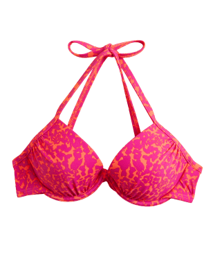 

M&S Collection Parte de arriba de bikini escotado con aro y estampado animalWomens - Pink Mix, Pink Mix