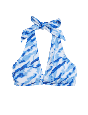 

Womens M&S Collection Tie Dye Halterneck Bikini Top - Blue Mix, Blue Mix
