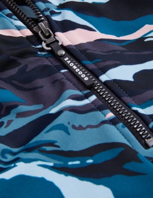 

Womens GOODMOVE Badeanzug im Plunge-Stil mit Reißverschluss und Marmormuster - Black Mix, Black Mix