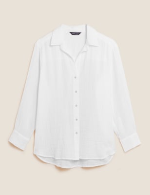

Womens M&S Collection Pure Cotton Beach Cover Up Shirt - White, White
