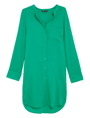 

Womens M&S Collection Pure Cotton Longline Beach Cover Up Shirt - Spearmint, Spearmint