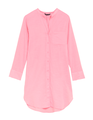 

Womens M&S Collection Pure Cotton Longline Beach Cover Up Shirt - Petal Pink, Petal Pink