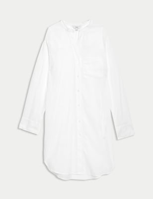 

Womens M&S Collection Pure Cotton Longline Beach Cover Up Shirt - White, White