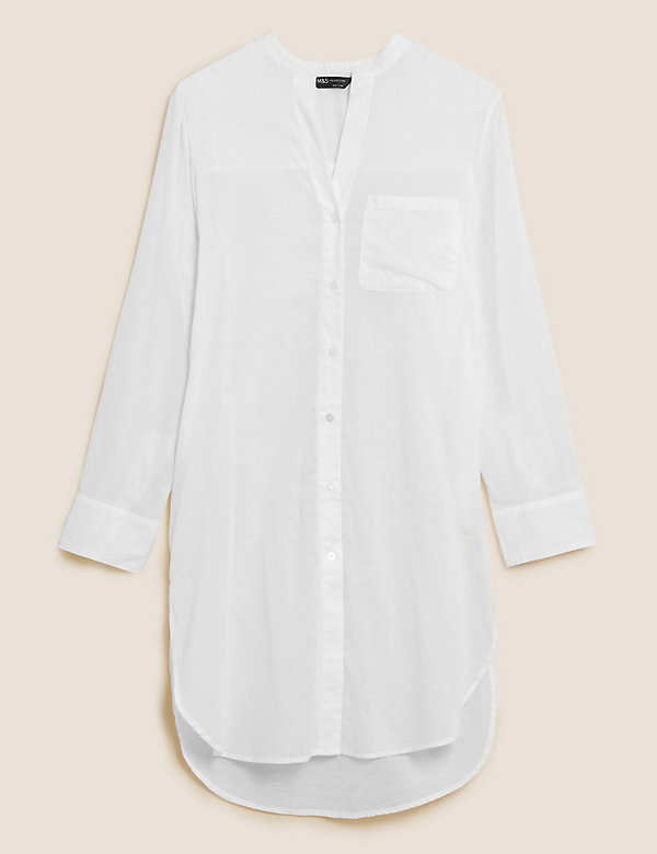 Pure Cotton Longline Beach Cover Up Shirt - AT
